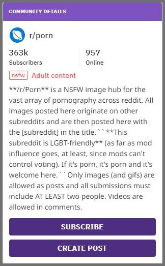 Reddit porn community