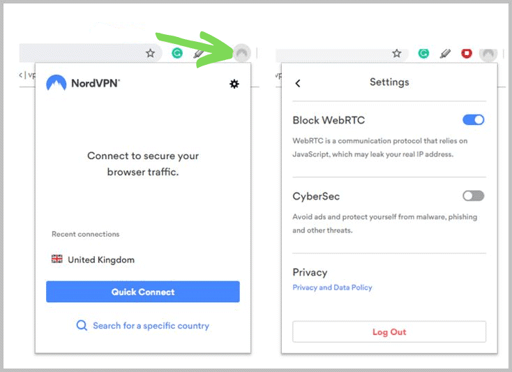 NordVPN browser extension