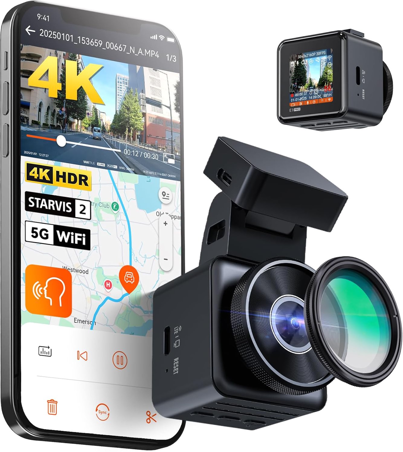 Vantrue E1 Pro 4K Mini Dash Cam Front